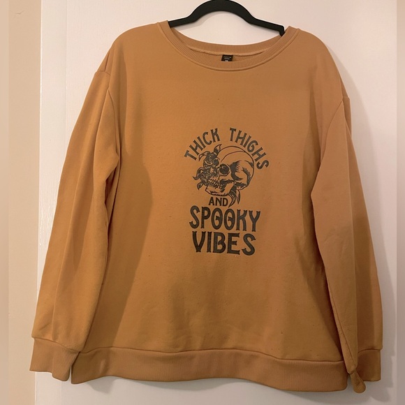 SHEIN Curve Thick Thighs and Spooky Vibes sweater mustard color size 1. - Picture 1 of 2